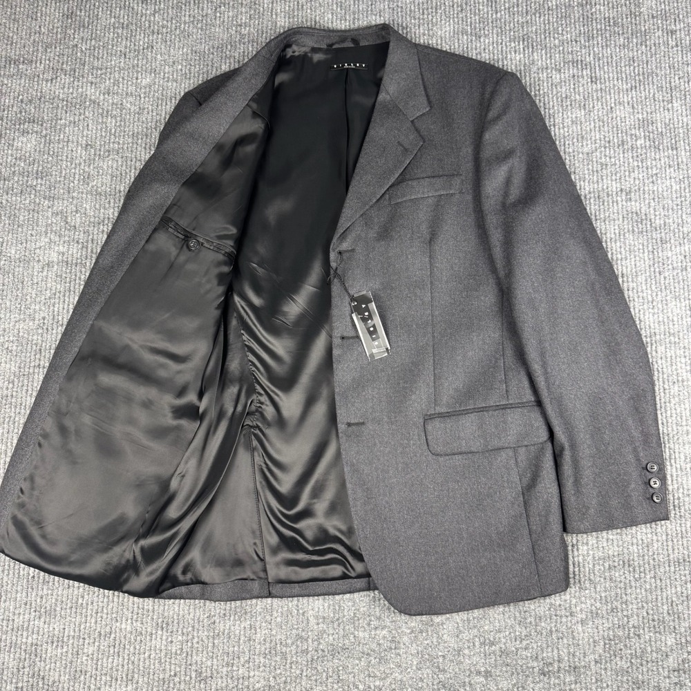 Vtg Sisley Sport Coat Blazer Mens 44R Gray Wool Made Italy Quiet Luxury Tailored